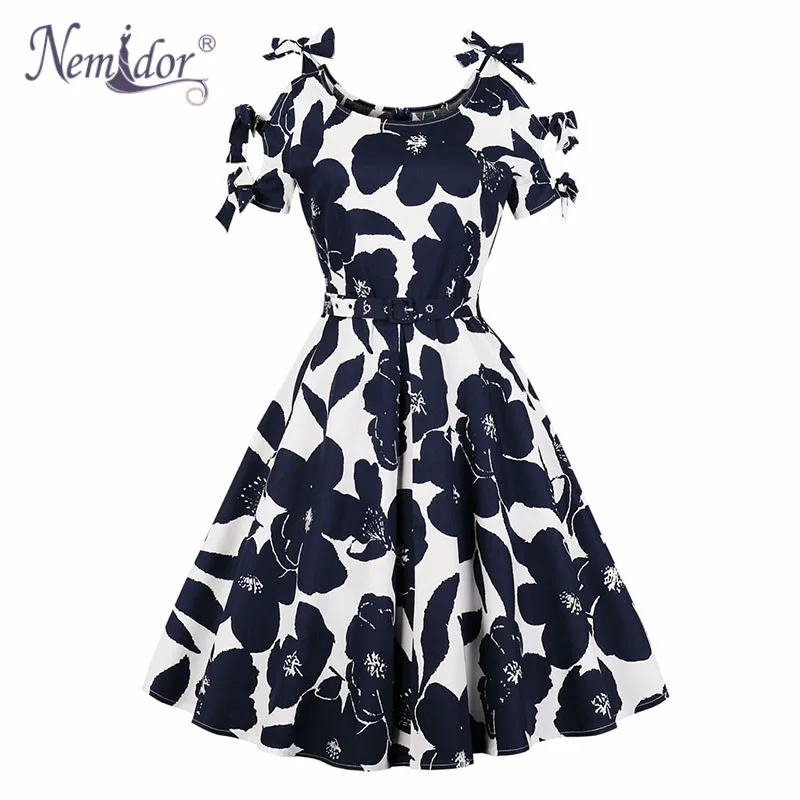 Nemidor Women Retro 1950s Short Sleeve Plus Size A-line Summer Dress Sexy Print Rockabilly Party Swing Dress With Belt
Nemidor Women Retro 1950s Short Sleeve Plus Size A-line Summer Dress Sexy Print Rockabilly Party Swing Dress With Belt