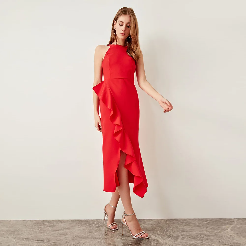 2019 Women Dress Sexy Club Night Halter Ruffled Red Sleeveless Dress for Office Lady Elegant Wedding Bridmaid Wear
2019 Women Dress Sexy Club Night Halter Ruffled Red Sleeveless Dress for Office Lady Elegant Wedding Bridmaid Wear
