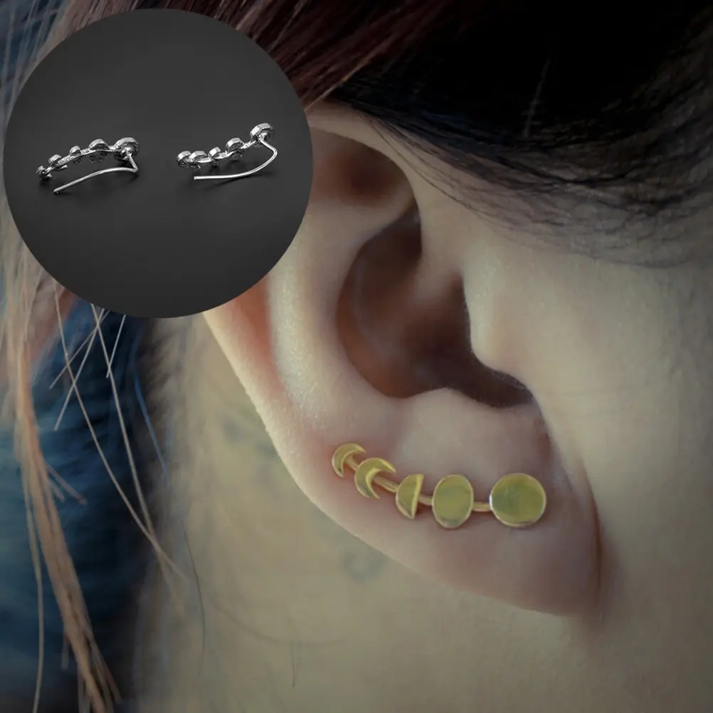 Hot selling 1Pair Women Ear Sweep Wrap Silver/Gold Ear Climber Moon Phases Ear Cuffs Earrings
Hot selling 1Pair Women Ear Sweep Wrap Silver/Gold Ear Climber Moon Phases Ear Cuffs Earrings