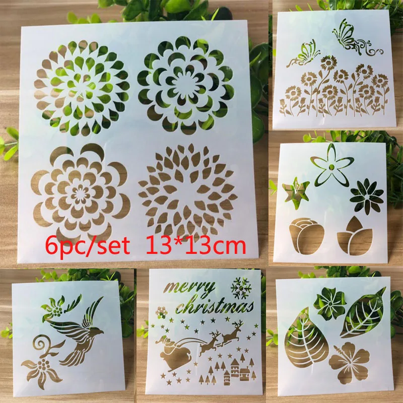 6pc Stencil Flower Butterfly Template Painting Stencil For Scrapbooking Stamp Embossing Card DIY Craft Plastic Drawing Templates
6pc Stencil Flower Butterfly Template Painting Stencil For Scrapbooking Stamp Embossing Card DIY Craft Plastic Drawing Templates