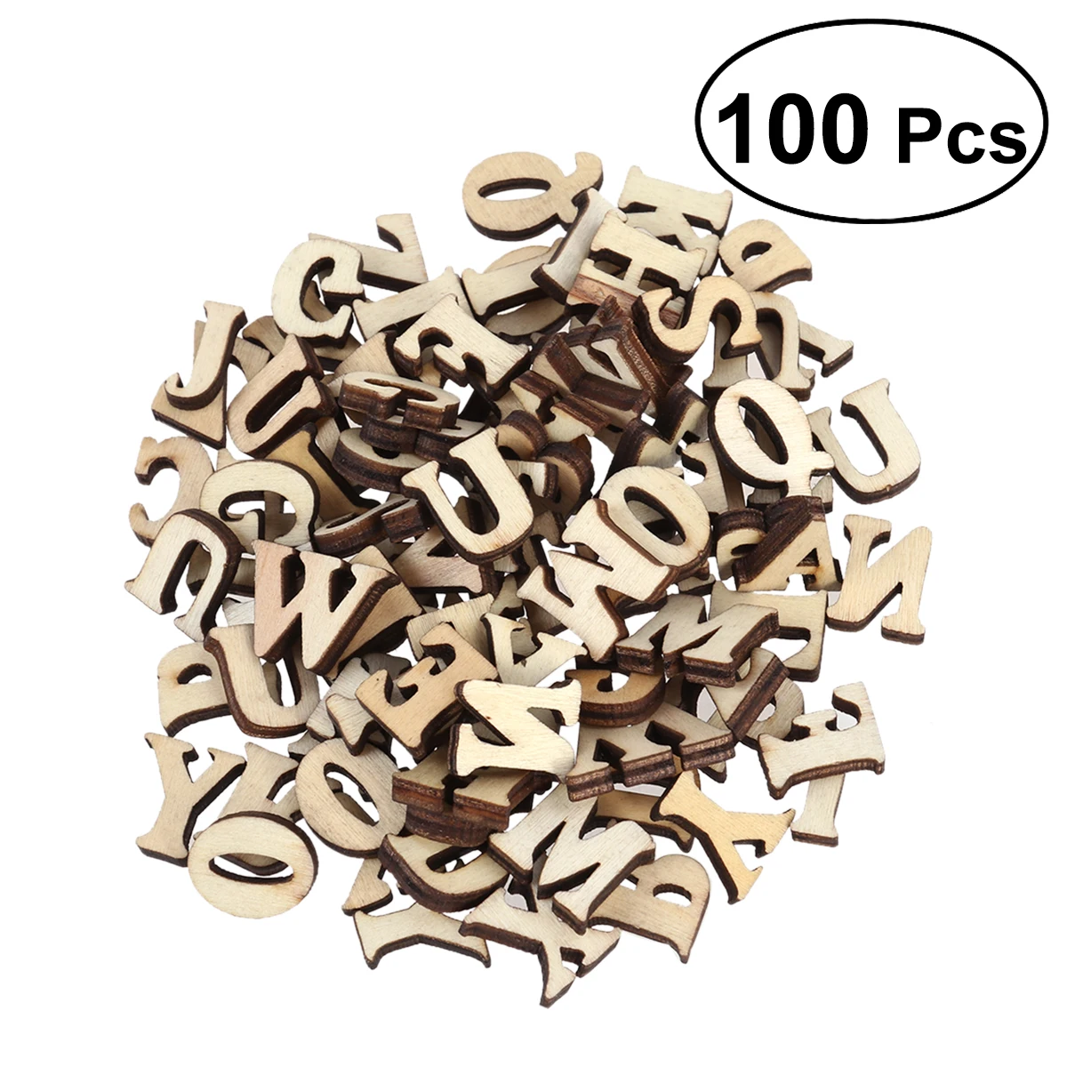 

100PCS Unfinished Wooden Capital Letters Alphabet Wood Cutout Discs For Patchwork Scrapbooking Arts Crafts DIY Decoration