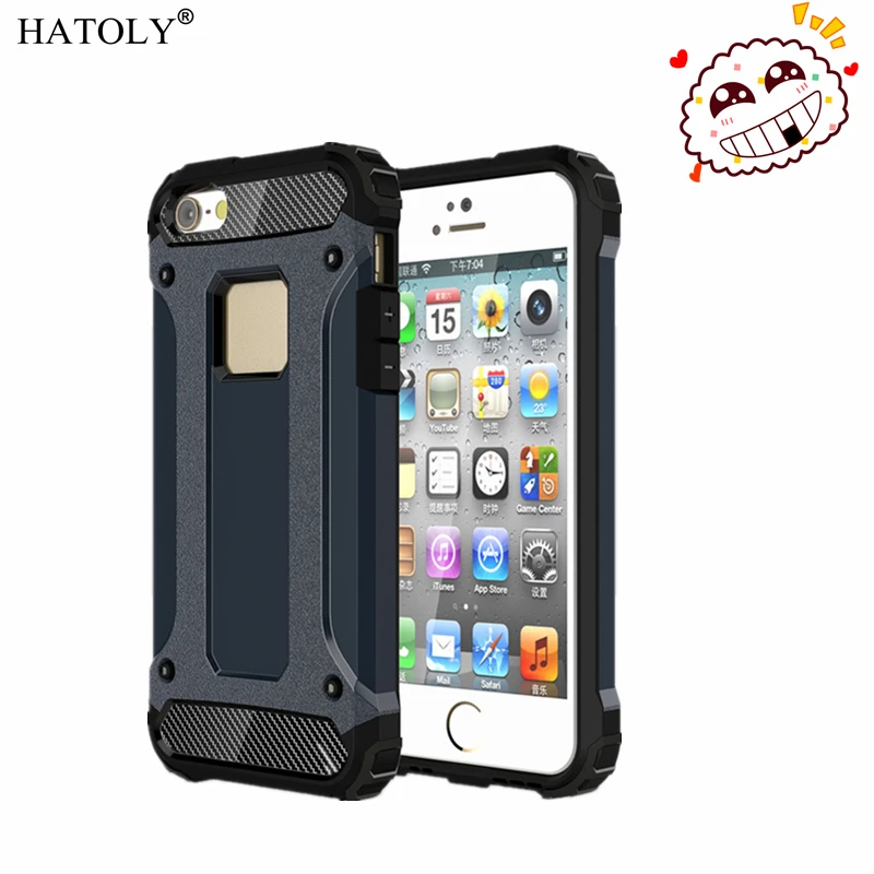 Фото HATOLY For Coque Apple iPhone 5 5S SE Case Heavy Armor Slim Hard Rubber Cover Tough Silicone Phone for SE< | Мобильные телефоны и