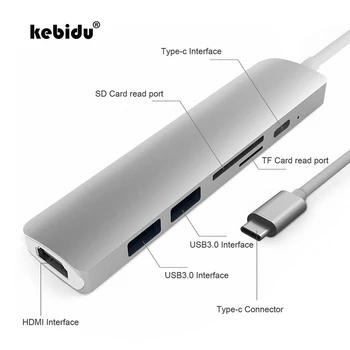 kebidu 4 Colors 6 in 1 USB C Hub HDMI Adapter 4K Video with Type-C Power Delivery SD/TF Card Reader USB 3.0 HUB for MacBook Pro
kebidu 4 Colors 6 in 1 USB C Hub HDMI Adapter 4K Video with Type-C Power Delivery SD/TF Card Reader USB 3.0 HUB for MacBook Pro