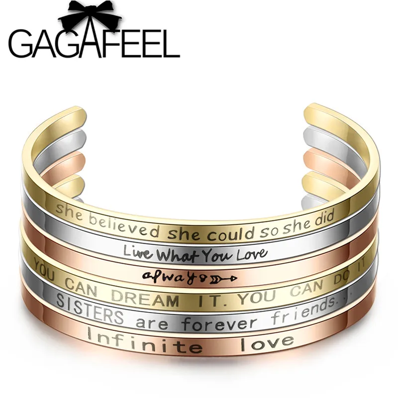 GAGAFEEL Classic Stainless Steel Bracelets Bangles " Live What You Love " Engraved Words Wristband for Women Men's Jewelry Gift
GAGAFEEL Classic Stainless Steel Bracelets Bangles " Live What You Love " Engraved Words Wristband for Women Men's Jewelry Gift