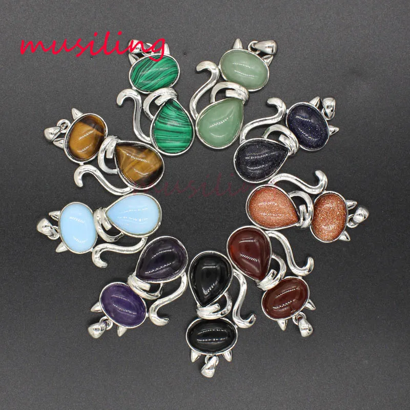 Natural Stone Cartoon Cat Pendants Reiki Pendulum Charms Healing Chakra Amulet Europe Fashion Womens Jewelry 10Pcs
Natural Stone Cartoon Cat Pendants Reiki Pendulum Charms Healing Chakra Amulet Europe Fashion Womens Jewelry 10Pcs