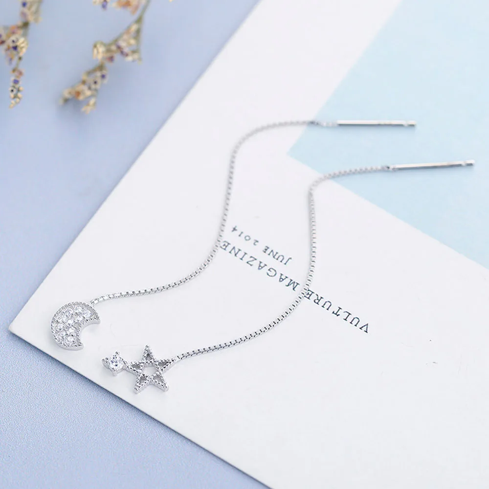 Authentic 925 Sterling Silver Earring Fashion Star And Moon Ear Line Crystal Stud Earring For Women Wedding Party Jewelry Gift
Authentic 925 Sterling Silver Earring Fashion Star And Moon Ear Line Crystal Stud Earring For Women Wedding Party Jewelry Gift