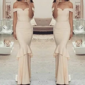 Simple Champagne Mermaid Bridesmaid Dresses Glamorous Sexy Boat Neck Prom Party Wear Dress Custom Made Women's Prom Gowns
Simple Champagne Mermaid Bridesmaid Dresses Glamorous Sexy Boat Neck Prom Party Wear Dress Custom Made Women's Prom Gowns