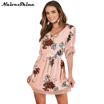 Naive Shine Elegant Lace Patchwork Women's Beach Casual Dresses 1/2 Sleeve V-neck Floral Hollow Sexy Mini Summer Vintage Dress
Naive Shine Elegant Lace Patchwork Women's Beach Casual Dresses 1/2 Sleeve V-neck Floral Hollow Sexy Mini Summer Vintage Dress