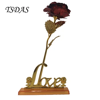 25CM Red 24k Gold Foil Rose Flower Dipped Lovers Wedding Gift Flower Holder Decor Lover Long Stem Rose Valentine's Day
25CM Red 24k Gold Foil Rose Flower Dipped Lovers Wedding Gift Flower Holder Decor Lover Long Stem Rose Valentine's Day