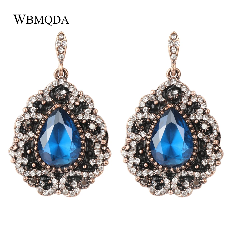 Fashion Bohemian Earrings For Women Black Enamel Crystal Blue Red Stone Drop Earings Vintage Antique Gold Wedding Jewelry
Fashion Bohemian Earrings For Women Black Enamel Crystal Blue Red Stone Drop Earings Vintage Antique Gold Wedding Jewelry
