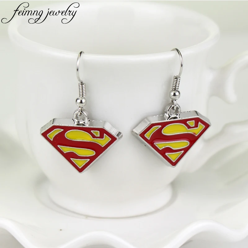 DC Comic Superhero Superman Earrings Red Enamel S Logo Dangle Earrings For Women Fashion Accessories
DC Comic Superhero Superman Earrings Red Enamel S Logo Dangle Earrings For Women Fashion Accessories