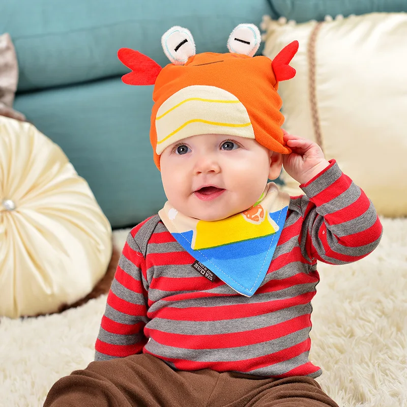 Crab Baby Hat Cotton Cute Infant Caps Discoloration Helmet For Babies Spring Hat For Girls Boys Newborn Photography Accessories (10)