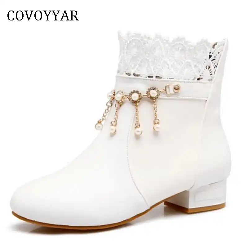 white ankle boots no heel
