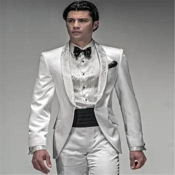 Latest Coat Pant Designs White Satin Pattern Shawl Lapel Men Suit Italian Slim Fit Custom Prom Men Tuxedo 2 Piece Homme
Latest Coat Pant Designs White Satin Pattern Shawl Lapel Men Suit Italian Slim Fit Custom Prom Men Tuxedo 2 Piece Homme