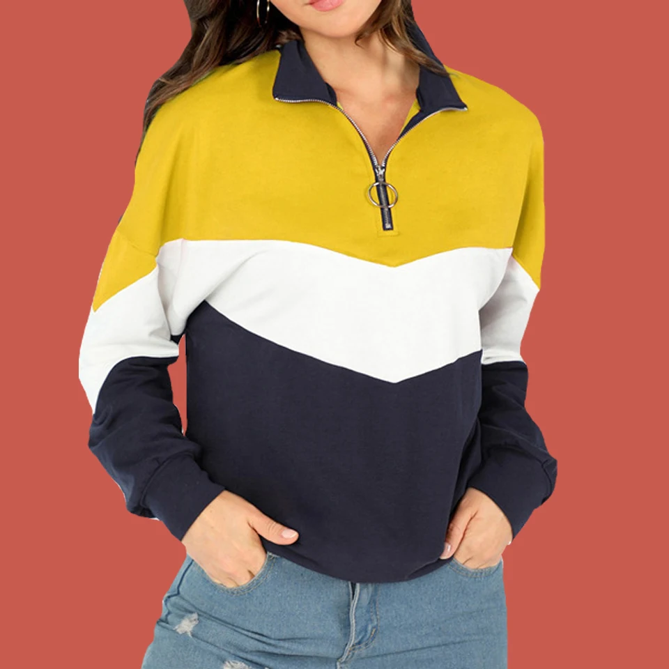 Half Zip Pullover Sweatshirt Multicolor Hoodie Poleron Mujer 2019 Color Block Hoodie Wave Striped Women Hoodies Retro Tracksuit
Half Zip Pullover Sweatshirt Multicolor Hoodie Poleron Mujer 2019 Color Block Hoodie Wave Striped Women Hoodies Retro Tracksuit