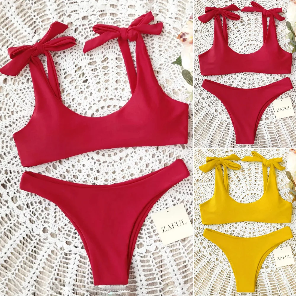 New 2019 Summer Sexy Women Bikinis Set Solid Bikini Suit Underwear Drawstring Bra + Brief Swimsuit Bathing Suit
New 2019 Summer Sexy Women Bikinis Set Solid Bikini Suit Underwear Drawstring Bra + Brief Swimsuit Bathing Suit
