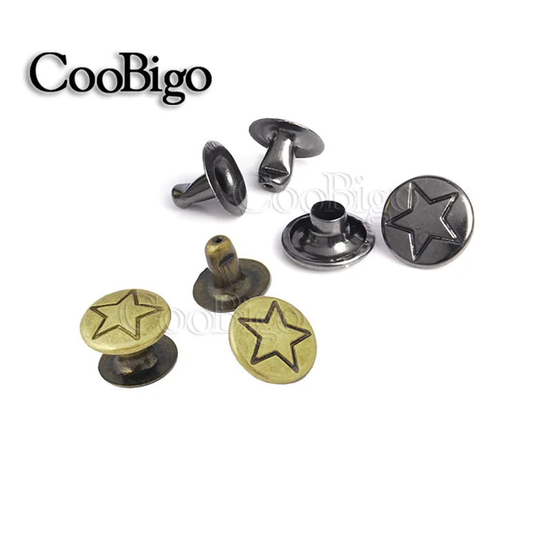 50set Dia 9mm Round Star Double Rivet Stud Collision Nail Spike Garment DIY Leathercraft Bracelet Bag Shoes Belt Accessory
50set Dia 9mm Round Star Double Rivet Stud Collision Nail Spike Garment DIY Leathercraft Bracelet Bag Shoes Belt Accessory