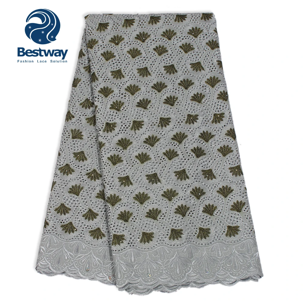 Bestway African Lace Fabric High Quality 100% Cotton Embroidered Lace Swiss Voile With Stones Soft Eyelet Lace In Switzerland
Bestway African Lace Fabric High Quality 100% Cotton Embroidered Lace Swiss Voile With Stones Soft Eyelet Lace In Switzerland