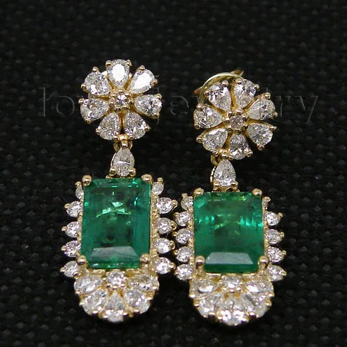 Aliexpress Loverjewelry Luxury Jewelry Solid 18kt White Loverjewelry 14k Yellow Gold Natural Gemstone Emerald Earrings Real Diamond 585 Drop Women Party