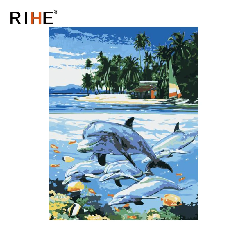 RIHE Dolphin Diy Painting By Numbers Beach Oil Painting On Canvas Hand Painted Fish Cuadros Decoracion Acrylic Paint Home Decor
RIHE Dolphin Diy Painting By Numbers Beach Oil Painting On Canvas Hand Painted Fish Cuadros Decoracion Acrylic Paint Home Decor
