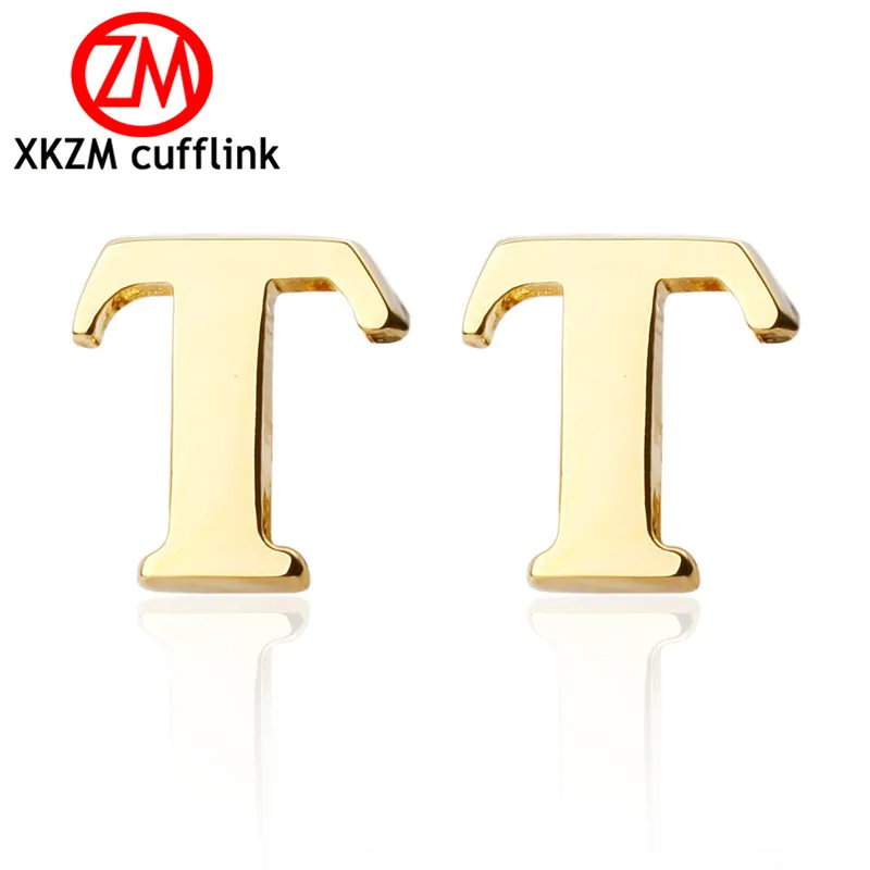 

High Quality Men Cuff Links New French Cufflinks Golden Plating Brand letter T Design Style Men Cufflinks Wholesale&retail