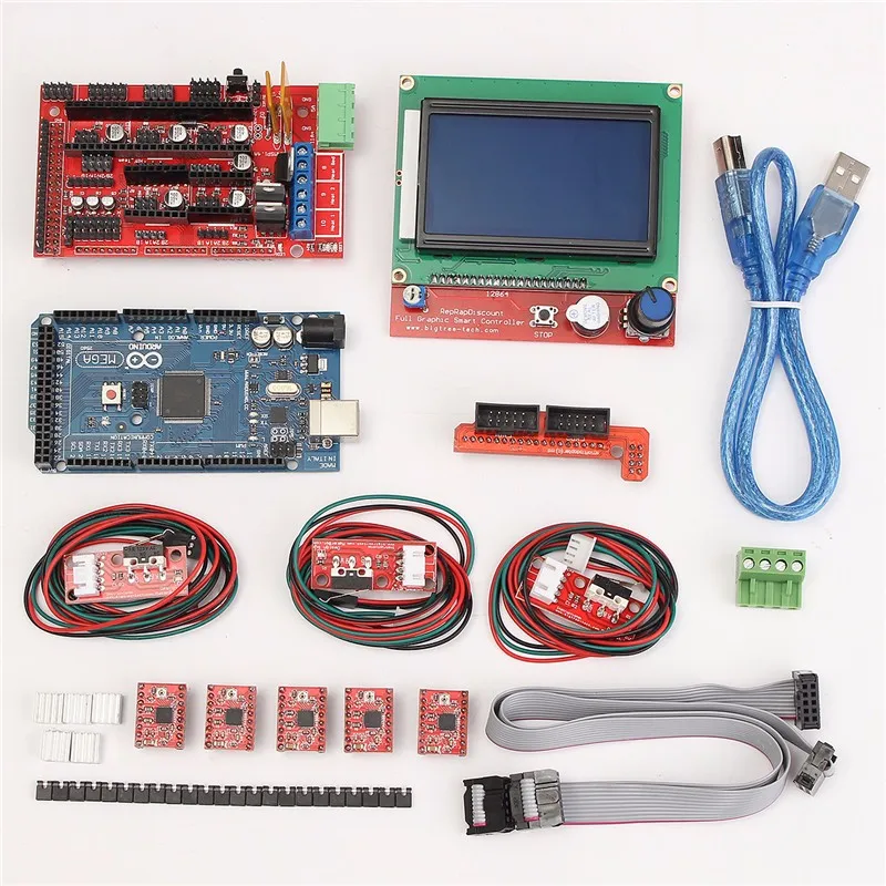 1pcs Mega 2560 R3 + 1pcs RAMPS 1.4 Controller + 5pcs A4988 Stepper Driver Module /RAMPS 1.4 2004 LCD Control for 3D Printer Kit
1pcs Mega 2560 R3 + 1pcs RAMPS 1.4 Controller + 5pcs A4988 Stepper Driver Module /RAMPS 1.4 2004 LCD Control for 3D Printer Kit
