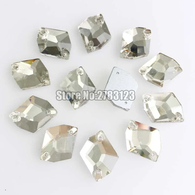 Polygon shape glass crystal clear white faltback sew on rhinestones with two holes use for diy Clothing accessories
Polygon shape glass crystal clear white faltback sew on rhinestones with two holes use for diy Clothing accessories