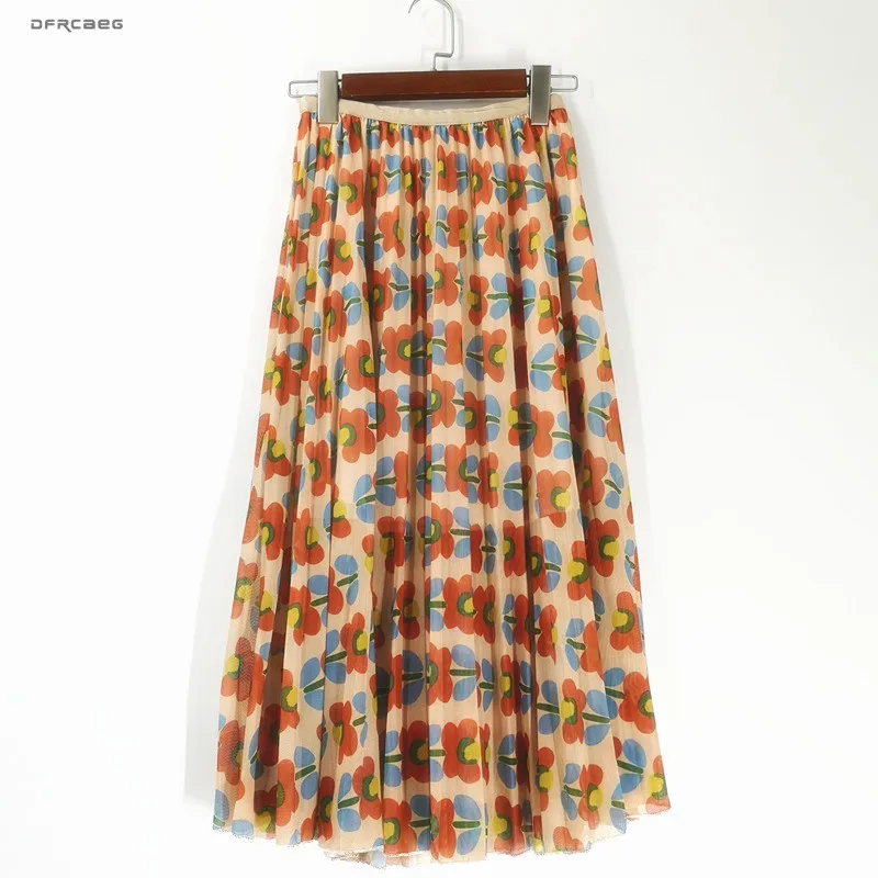 New Arrivals Flower Print Boho Tulle Skirts Womens High Waist Casual Ladies Mesh A-line Pleated Skirt Femme Saia Midi
New Arrivals Flower Print Boho Tulle Skirts Womens High Waist Casual Ladies Mesh A-line Pleated Skirt Femme Saia Midi
