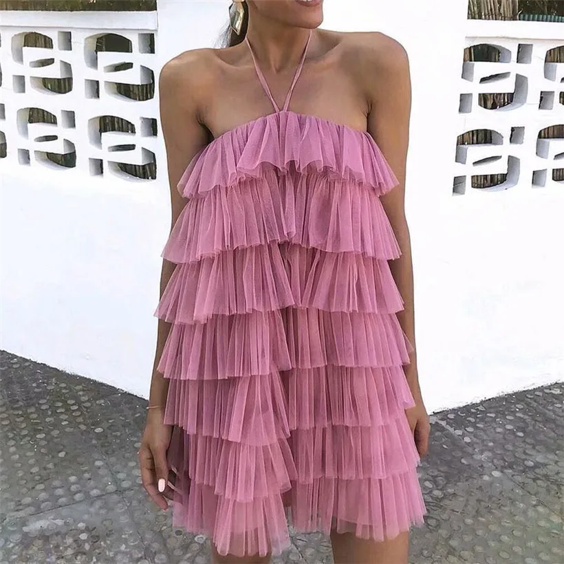 Sweet sexy mesh pink backless mini dress sleeveless halter bow tie strapless female chic party wear callenia dresses
Sweet sexy mesh pink backless mini dress sleeveless halter bow tie strapless female chic party wear callenia dresses