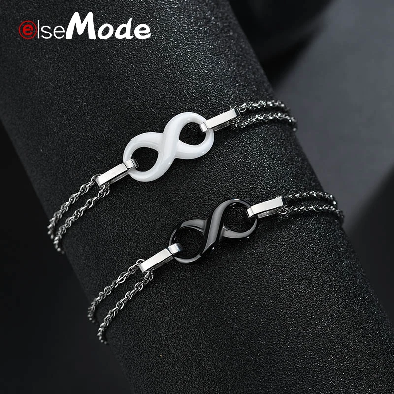 ELSEMODE Anti-allergy Women Infinity Number 8 Charm Ceramic Bracelets 316 L Stainless Steel Black White Ceramic Bracelet
ELSEMODE Anti-allergy Women Infinity Number 8 Charm Ceramic Bracelets 316 L Stainless Steel Black White Ceramic Bracelet