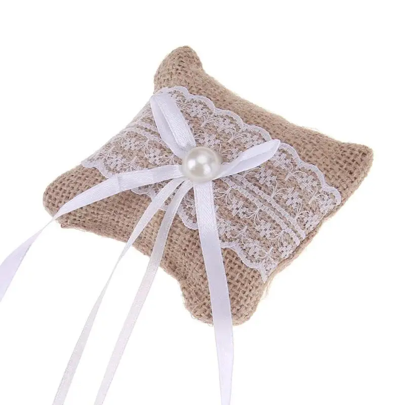 Lace Bow Ring Pillow Wedding Vintage Burlap Jute Cushion Valentine's Day Gift Party Wedding Decorations Supplies
Lace Bow Ring Pillow Wedding Vintage Burlap Jute Cushion Valentine's Day Gift Party Wedding Decorations Supplies