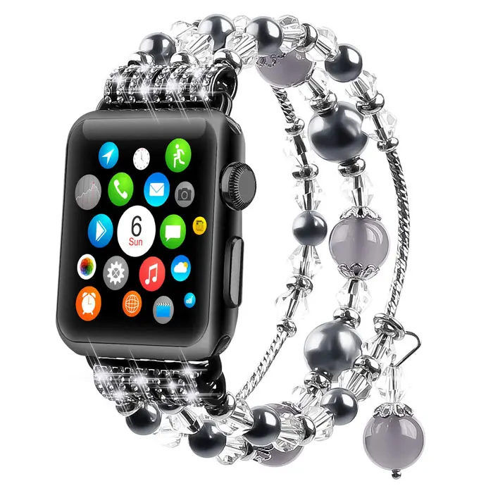 Bracelet en acier inoxydable pour apple watch, 42mm 38mm iwatch série 6/SE/5/4/3/2 44mm 40mm, bracelet élastique en agate extensible Bracelet en acier inoxydable pour apple watch, 42mm 38mm iwatch série 6/SE/5/4/3/2 44mm 40mm, bracelet élastique en agate extensible