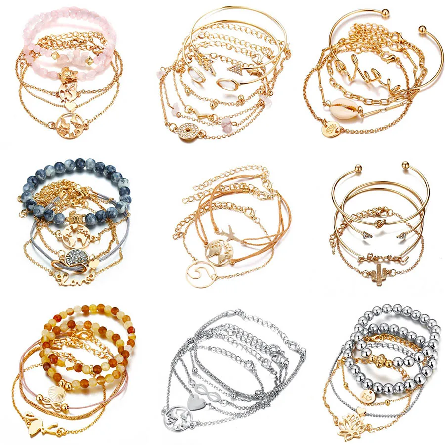 Bohemian Bracelets & Bangles Set Shell Map Heart Female Alloy Geometry Vintage Multilayer Charm Bracelet for Women Jewelry
Bohemian Bracelets & Bangles Set Shell Map Heart Female Alloy Geometry Vintage Multilayer Charm Bracelet for Women Jewelry