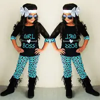 2016 new Spring Autumn children girls clothing set letter print kids clothes tops t shirt pants baby girl 2 pcs suit image