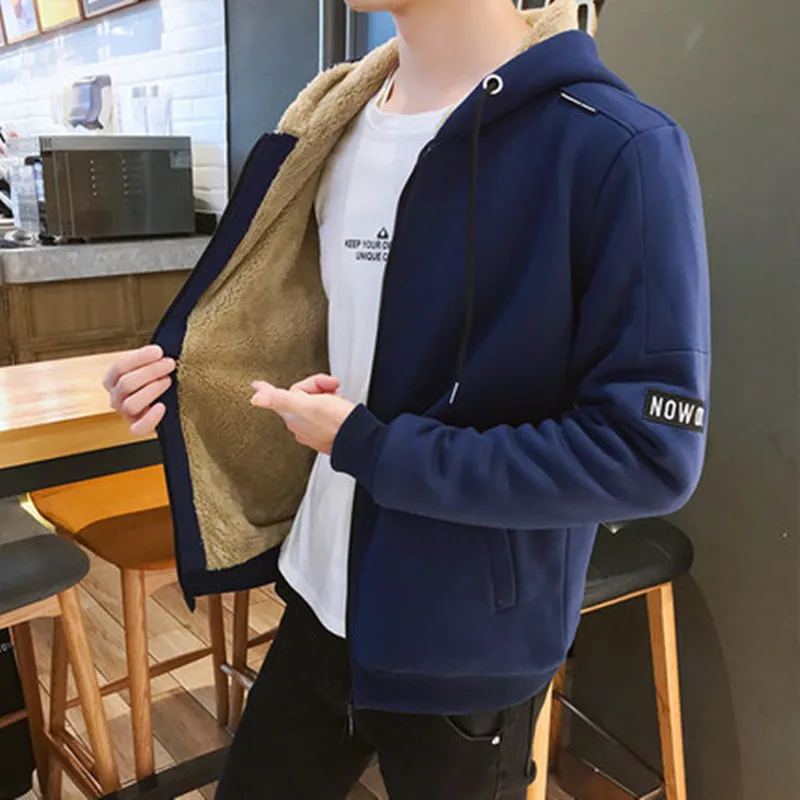 Fashion Men jacket Autumn Winter Plus velvet lining hooded Casual coat mens Solid color Bomber jacket New Male loose outerwear
Fashion Men jacket Autumn Winter Plus velvet lining hooded Casual coat mens Solid color Bomber jacket New Male loose outerwear