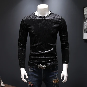 18306 Chinese style fashion casual high-end carved long sleeve t shirt Autumn 2018 quality velvet soft elastic t shirt men M-4XL
18306 Chinese style fashion casual high-end carved long sleeve t shirt Autumn 2018 quality velvet soft elastic t shirt men M-4XL