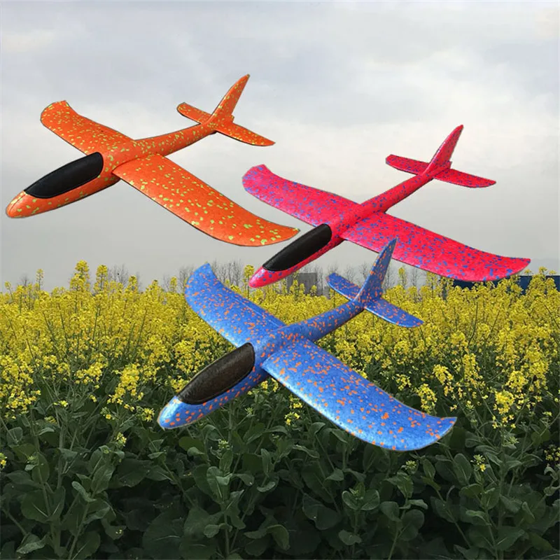 Foam Plane Glider Aircraft Airplane model LED Night Hand Throw Flying Glider EPP BigSize 48cm Toy For Children 19