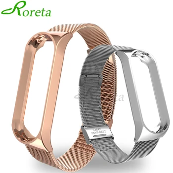 Roreta Mi Band 3 4 Wrist Strap Metal Stainless Steel Wrist Strap For Xiaomi Mi Band 4 3 Bracelet Miband 4 3 Wristbands Strap