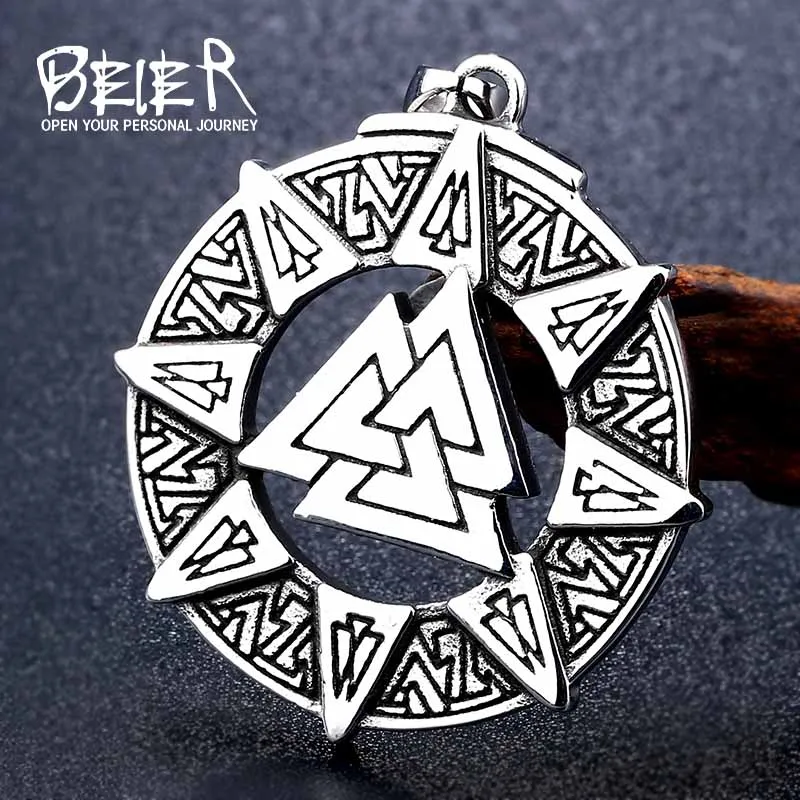 BEIER stainless steel Norse Vikings Pendant Necklace Norse Valknut RUNE Pendant Necklace Original Amulet chian BP8-290
BEIER stainless steel Norse Vikings Pendant Necklace Norse Valknut RUNE Pendant Necklace Original Amulet chian BP8-290