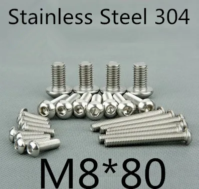 20pcs/lot ISO7380 M8*80 Stainless Steel A2 Half Round Hexagon Socket Button Head Cap Screws
20pcs/lot ISO7380 M8*80 Stainless Steel A2 Half Round Hexagon Socket Button Head Cap Screws