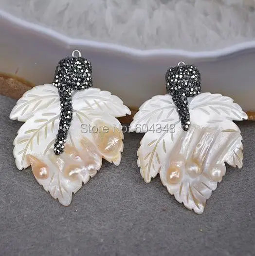 5pcs Natural Pearl Bead Pendants, Maple Leaf shape With Crystal Zircon Paved Pendants Charm Pearl Jewelry
5pcs Natural Pearl Bead Pendants, Maple Leaf shape With Crystal Zircon Paved Pendants Charm Pearl Jewelry
