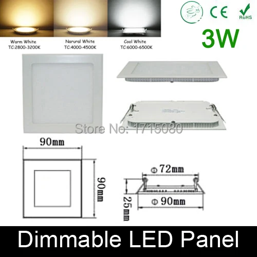 Ultra thin Dimmable 3W LED panel light flat square LED Recessed ceiling down light 4000K for home luminaria lighting lamp
Ultra thin Dimmable 3W LED panel light flat square LED Recessed ceiling down light 4000K for home luminaria lighting lamp