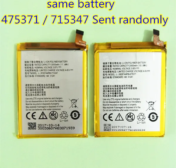 AZK 3.85V 2800mAh Li3928T44P8h475371 Battery for ZTE Blade A1 C880 C880U C880A C880S AXON Mini B2015 B2016 Xiaoxian3 Phone
AZK 3.85V 2800mAh Li3928T44P8h475371 Battery for ZTE Blade A1 C880 C880U C880A C880S AXON Mini B2015 B2016 Xiaoxian3 Phone
