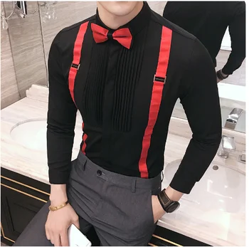 Bow Tie Work Shirt 2017 Fashion Designer Male Shirt Slim Fit Black White Club Party Performance Stage Clothing Mens Dress Shirt
Bow Tie Work Shirt 2017 Fashion Designer Male Shirt Slim Fit Black White Club Party Performance Stage Clothing Mens Dress Shirt