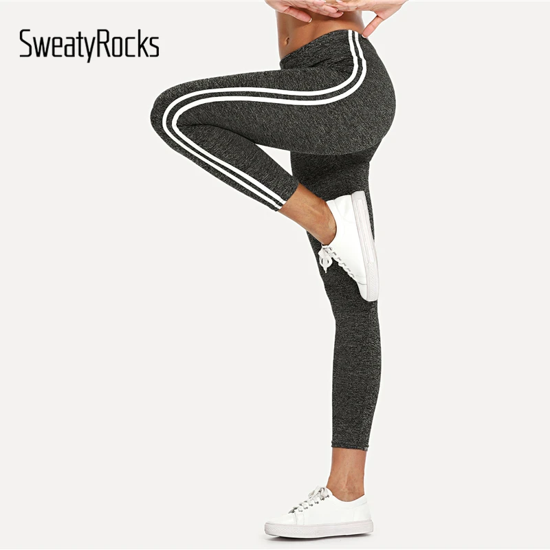 SweatyRocks Striped Tape Side Elastic Waist Leggings Grey Crop Sporting Leggings Women Summer Athleisure Active Wear Leggings
SweatyRocks Striped Tape Side Elastic Waist Leggings Grey Crop Sporting Leggings Women Summer Athleisure Active Wear Leggings