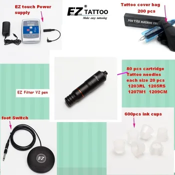 EZ Tattoo Supply Kits Filter V2 Pen Cartridge Tattoo Needles Foot Switch Power Supply Ink Cups for tattooist 1 set/lot
EZ Tattoo Supply Kits Filter V2 Pen Cartridge Tattoo Needles Foot Switch Power Supply Ink Cups for tattooist 1 set/lot
