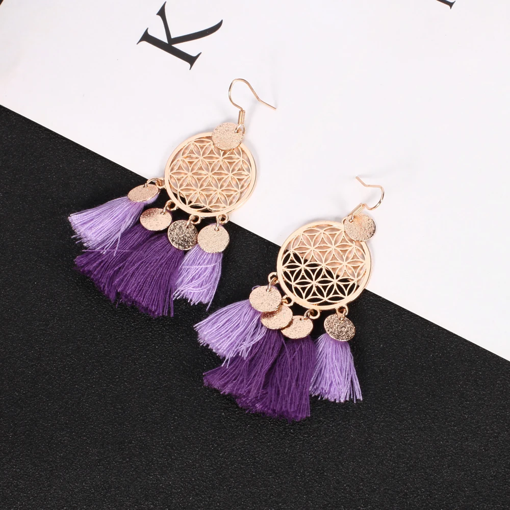Elegant Romantic Women Tassel Earrings Statement Alloy Round Drop Earrings Exotic 3Colors Purple Red Green Wedding Jewelry
Elegant Romantic Women Tassel Earrings Statement Alloy Round Drop Earrings Exotic 3Colors Purple Red Green Wedding Jewelry