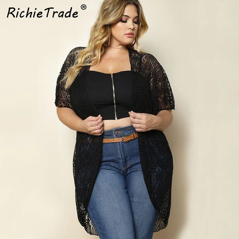 RICHIETRADE Solid Black Lace Jacket Plus Size Summer Short Sleeve Women Jackets Coat 2017 Fashion Slim Womens Cardigan Coat
RICHIETRADE Solid Black Lace Jacket Plus Size Summer Short Sleeve Women Jackets Coat 2017 Fashion Slim Womens Cardigan Coat