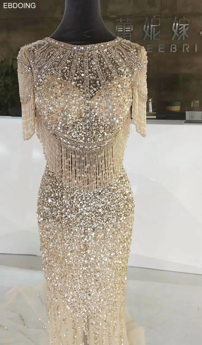 Real Photo Vestidos De Novia Luxurious Mermaid Wedding Dress Short Sleeves O-neck Neckline Plus Size Custom Made With Beading
Real Photo Vestidos De Novia Luxurious Mermaid Wedding Dress Short Sleeves O-neck Neckline Plus Size Custom Made With Beading