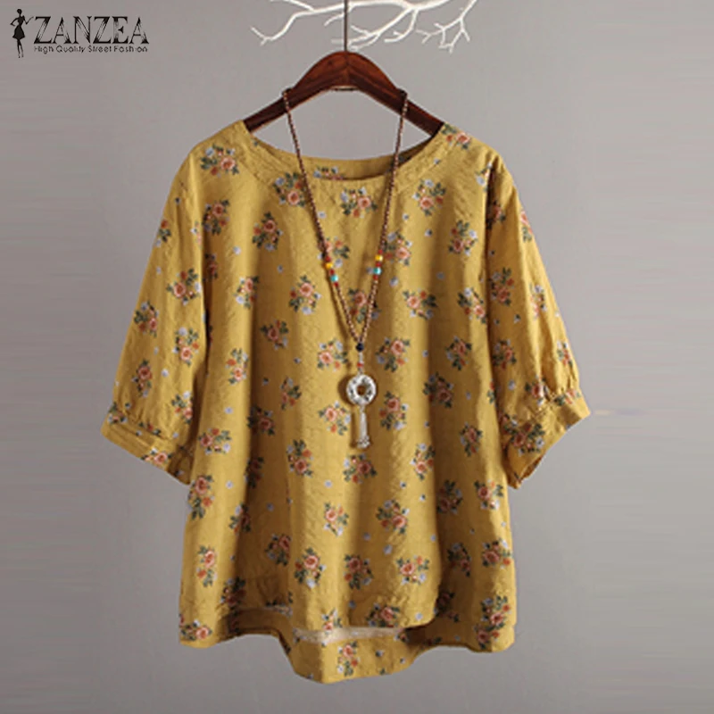 Vintage Women Blouse ZANZEA Plus Size Summer Tops Casual Floral Print Blusa Work Blusas Female Lantern Sleeve Tunic Top
Vintage Women Blouse ZANZEA Plus Size Summer Tops Casual Floral Print Blusa Work Blusas Female Lantern Sleeve Tunic Top